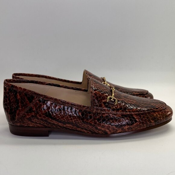 Sam Edelman Loraine Loafer Size 6 M Brown Snake Print Leather Slip-On Shoes - Picture 4 of 15